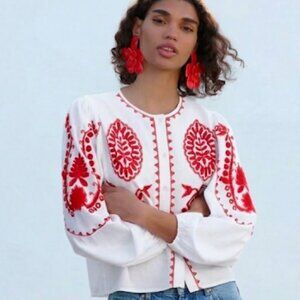 Zara Embroidered White Top